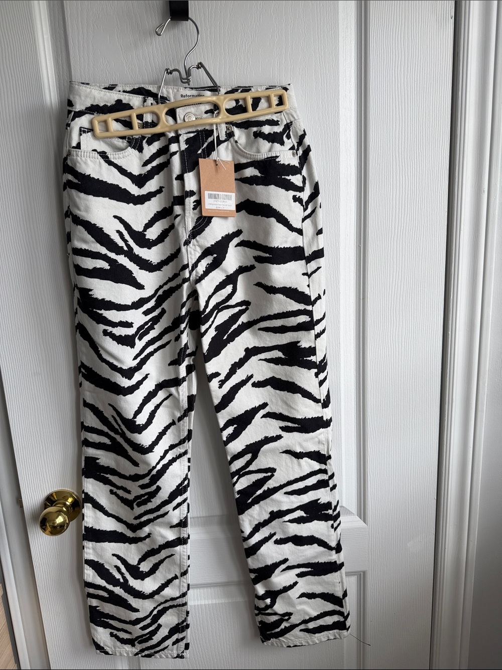 Reformation Black and White Zebra Print Jeans